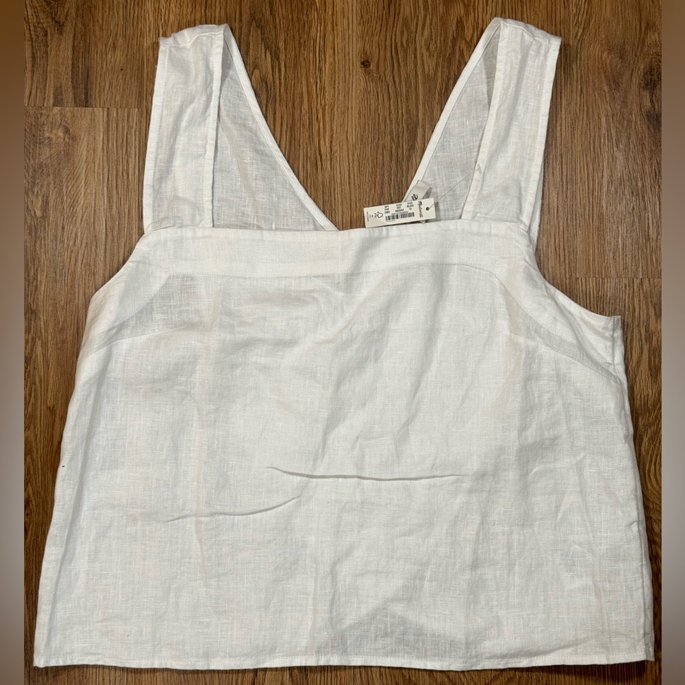 Madewell White Linen Square-Neck Tank